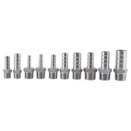 Hose Barb POWERTOOL Hose Barb Stainless Steel SS304 Male Thread Coupling Fitting Connector BSP for Many Different Pipes 1/8-1/2 (3/8 x 8mm)