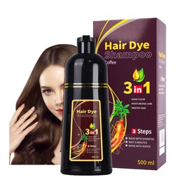 Champú Tinte Café 3 En 1, Champú Herbal Fórmula de Acción Rápida, Cobertura Semipermanente De Canas, Para Hombres Y Mujeres, Restaura El Brillo...    