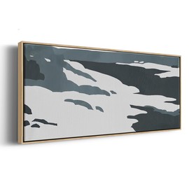 Renditions Gallery Floater Framed Wall Art for Office Cutter Island Abstract Canvas Paintings Decorations for Lounge Drawing Room - 12"X30" NATURAL GAL035