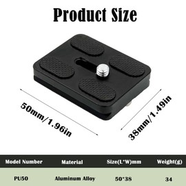 Quick Release Plate Fits Arca-Swiss Standard 50MM Tripod Mount Plate Aluminum Alloy Universal Quick Connection Plate for Dslr Camera Tripod Ballhead