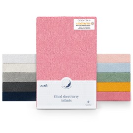 Laleni Set of 2 Terry Towelling Fitted Sheets for Cot Bed - Fitted Sheet 42 x 81 cm Oeko-Tex 100 Certified Coral