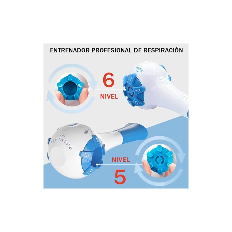 Entrenador de Ejercicios de Respiración, Dispositivo de Ejercicio de Pulmón,