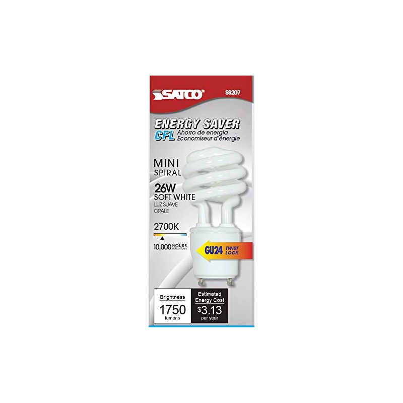 (6-Pack) Satco S8207 26-Watt 2700K GU24 Base Mini Spiral Compact