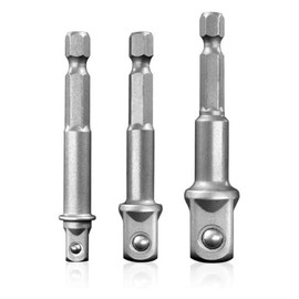 3PCS Impact Grade Socket Adapter Set, Drill to Socket Adapter, Sizes 1/4", 3/8", 1/2", 1/4-Inch SAE Hex Shank, Cr-V, for Cordless Drill & Screwdriver, Power Drill & Driver
