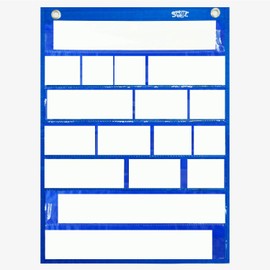 Magnetic Organizer Pockets with 10 Dry Erase Cards for General Daily Plan, Activities, Class Presentations (Blue)