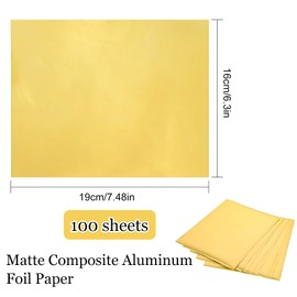 YALiya Pack of 100 Foil Paper Wrappers, Aluminium Foil Gold, Gold Leaf for DIY Decoration and Storage, Handmade (19 x 16 cm)