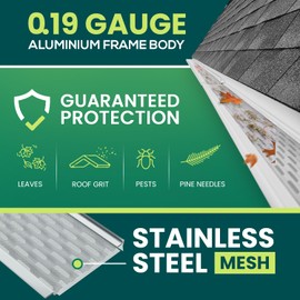 LEAF4GO DIY 6" Gutter Covers System for Leaf Protection Featuring Stainless Steel Mesh Aluminum DIY Gutter Guards Contractor Grade Leaf Guards for Gutters - Made in The USA (Black - 28 Feet)