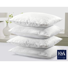 K&A® 100% Cotton Satin Stripe Pillow Protectors 6 Pack - Zippered Pillow Cases 6 Pack - Hypoallergenic - Dust Mite Protection - 250 Thread Count Hotel Quality Pillow Case