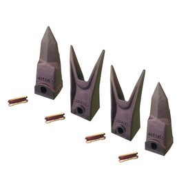 4 - Bobcat Style Excavator, Skid Rock Bucket Teeth & Pins - 7107321, 7107320