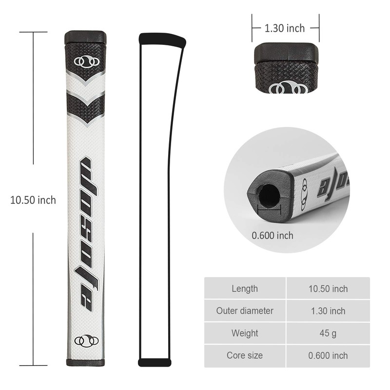 Zenesty ゴルフパターグリップ ミッドサイズ メンズ 45g 2.0 ほとんどのアイアンクラブピストルにフィット 軽量 粘着性の高い表面 繊細なパターン