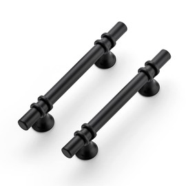 Ravinte 5 Pack 6 Inch Cabinet Pulls Kitchen Cupboard Handles with Round Base Matte Black Drawer Pulls Cabinet Handles 6" Length,3.75" Hole Center