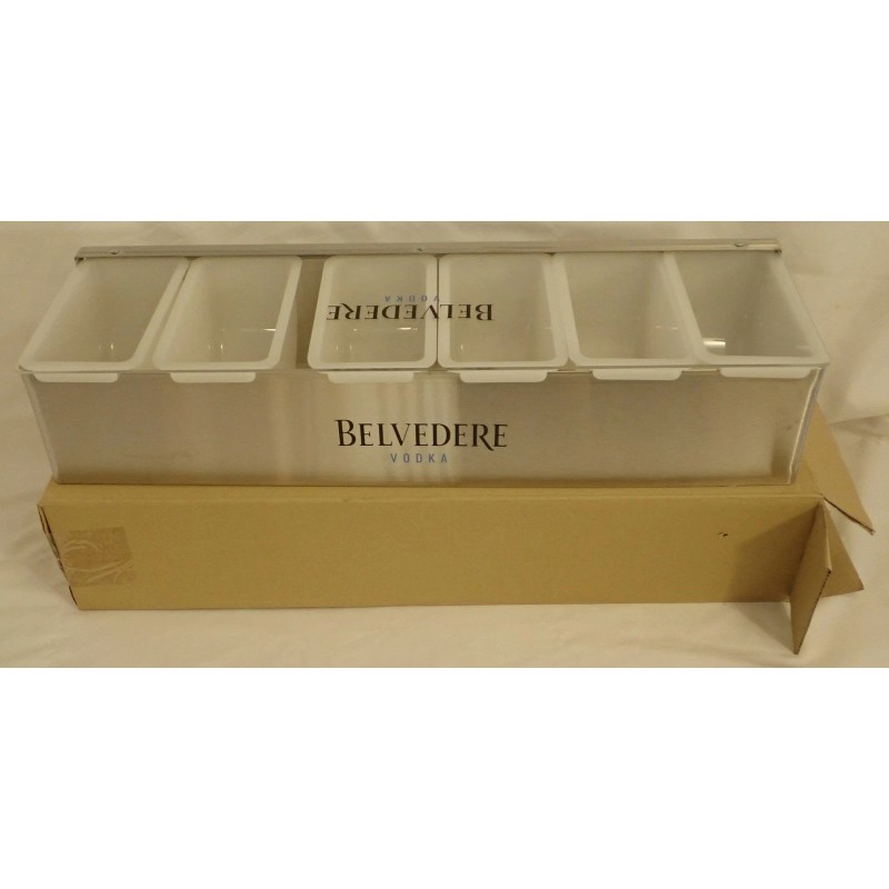 Belvedere Metal Condiment Caddy Tray w Removable Compartments NEW bar