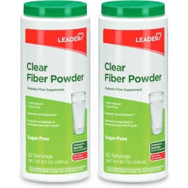 Leader Prebiotic Fiber Supplement Powder for Digestive Health, 100% Natural Daily Fiber Powder, Sugar-Free, Taste-Free, Gluten Free, Non-GMO, Unflavored (Pack of 2)