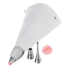 Gefu Piping Bag Set Decore, 5-Part, Decoration Tips, Baking Aid, Accessory, Stainless Steel, 14330
