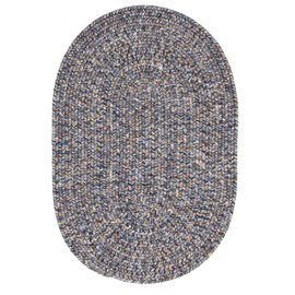 Super Area Rugs Rustic Farmhouse Living Indoor/Outdoor Reversible Braided Rug - Made in USA - Blue Mix 3' X 5' Oval