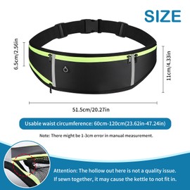 JEVRKAPZ UltraSlim Fanny Packs for Women Men Slim Running Belt Waist Pack Runners Bag Waterproof Money Belt (1186, Black Green)