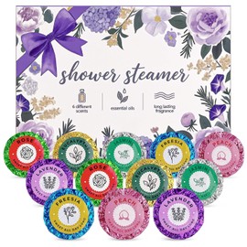 12pcs Aromatherapy Shower Steamers - Relaxation Birthday Christmas Set for Women and Men, Shower Bombs Tablets for Stress Relief and Self Care, Luxury