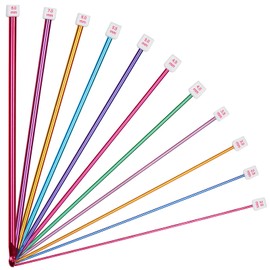 Aeelike Tunisian Crochet Hooks Aluminium 27 cm Lightweight Tunisian Crochet Hooks Set with Smooth Crochet Head and Long Handle, 2.0-8.0 mm Afghan Crochet Hooks for Beginners Adults Professionals Pack