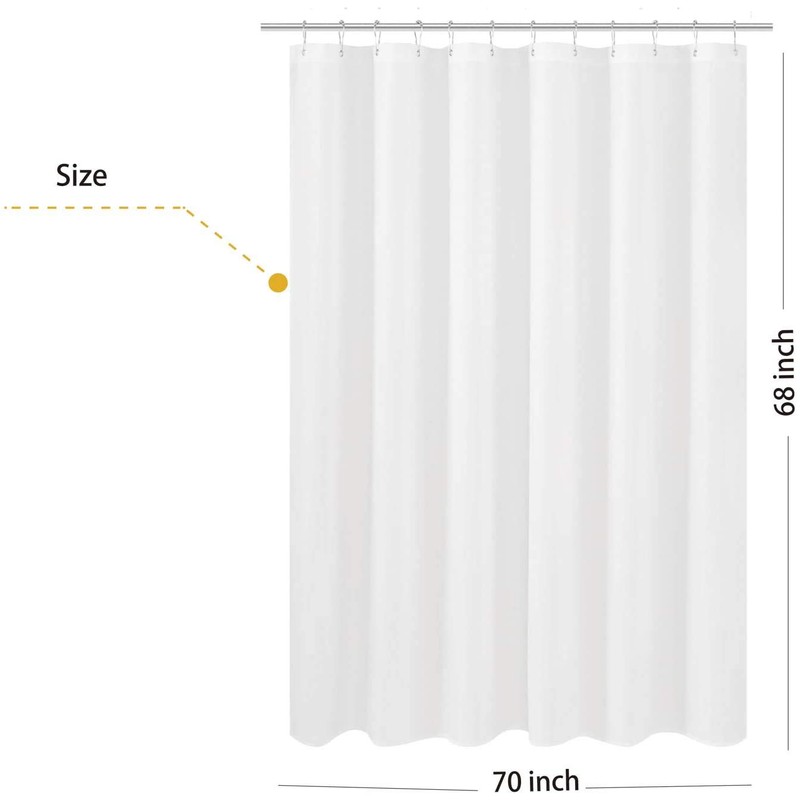 Fabric Shower Curtain Liner Shorter Size 68 inches Height, Hotel