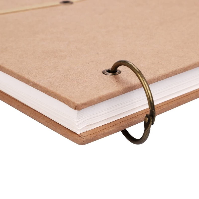 A4 Kraft Scrapbook,Blank Ring Binder Notebook Notepad Loose Leaf Sketchbook