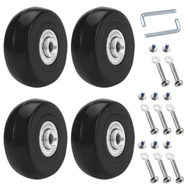 Pack of 4 Suitcase Wheels Replacement Wheels, 50 x 18 mm Rubber Luggage Suitcase Wheels, Universal Luggage Suitcase Replacement Wheels, Replacement Wheels for Luggage Trolleys Pushchairs