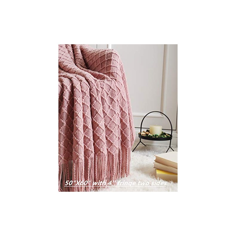 CREVENT - Manta tejida de 50 x 60 pulgadas (rosa)