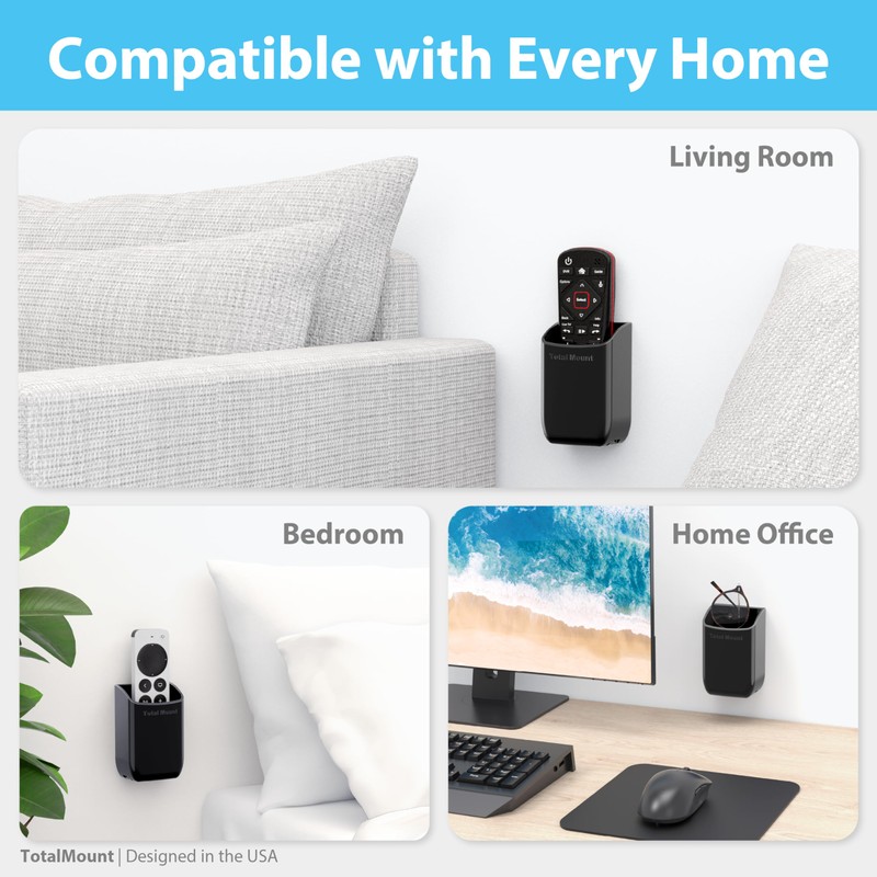 TotalMount Hole-Free Remote Control Holder – Eliminates Need to Drill