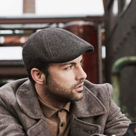 STETSON Men's Texas Wool Herringbone Newspaper Cap, black-blue