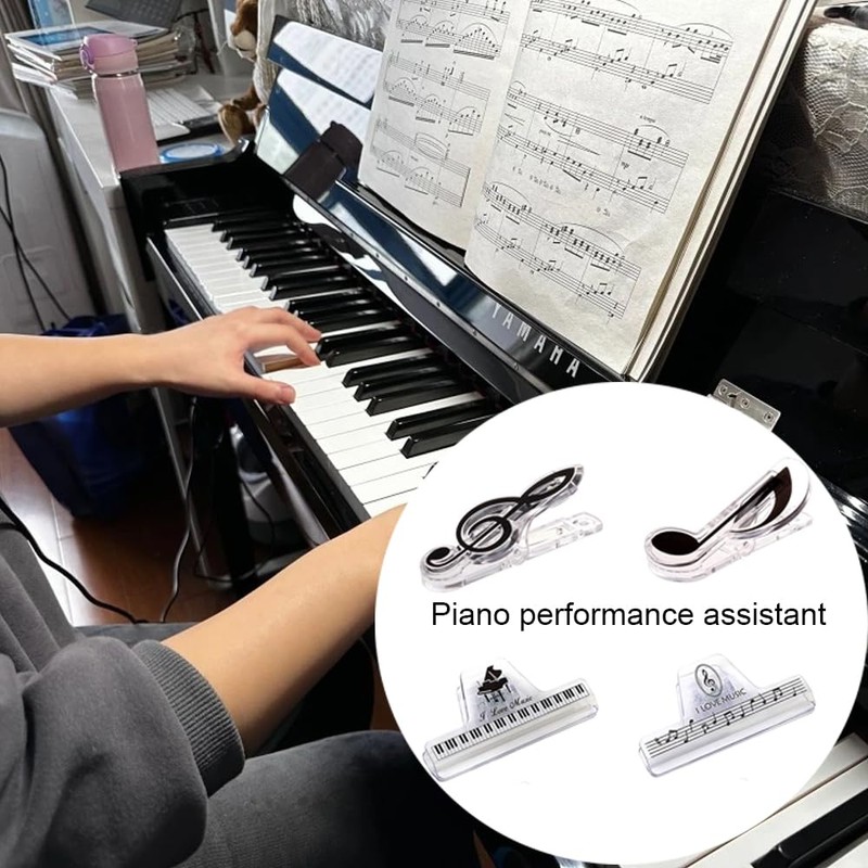 4 Pack Sheet Music Holder Clip Piano Music Stand Universal