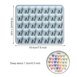 2 Pack Mini Tooth Silicone Mold, 35 Cavity 3D Small Teeth Molds Tray DIY Baking Decorating Tools for Chocolate Gummy Candy Jello Fondant Dessert Resin Clay