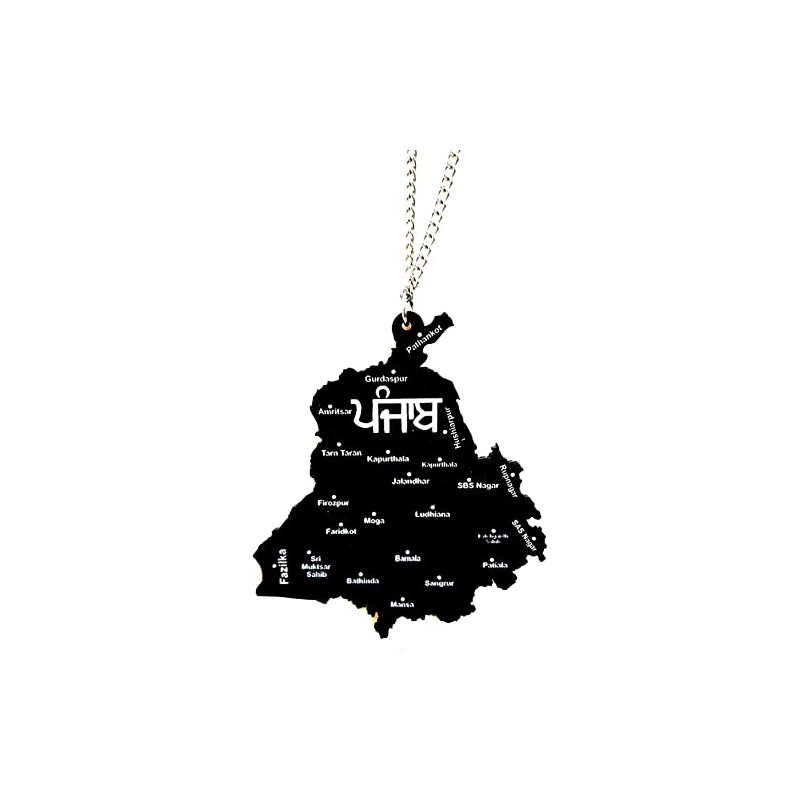 Dusk India Panjab Map Acrylic Car Hanging Both Accessories Printed