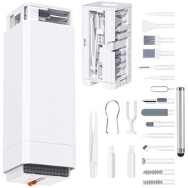 Quanmin Multi-Function 32-in-1 Computer Keyboard Cleaning Kit Cell Phone Screen Cleaning Tool Bluetooth Charging Port Camera Data Cable Dusting Brush with Touch Capacitive Pen