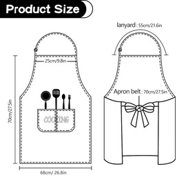 XCOZU Pack of 2 Aprons Black and Beige Apron, Waterproof Cooking Aprons Women Men with 2 Pockets, Kitchen Apron for Men Women BBQ Apron Bib Apron Baking Apron Restaurant, Black and Beige