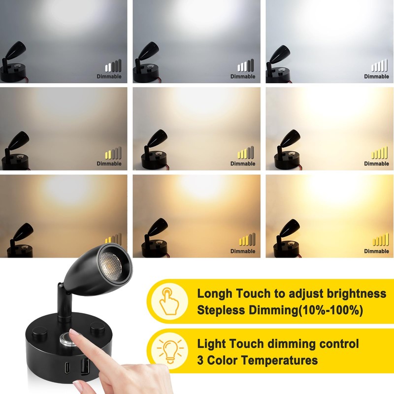 WTNYOU 12V LED RV Interior Reading Light, Dimmable, with Dual