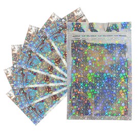 ADQUATOR 50 Pieces Star Mylar Ziplock Bags, 10 x 15 cm, Food Safe Bags, Resealable Plastic Bags for Kitchen, Jewellery, Painting and Candy (Pack of 50, 10 x 15 cm)