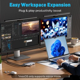 UANTIN USB C Docking Station Dual Monitor with 2 HDMI, 6-in-1 USB C Hub, Laptop Docking Station with 4K HDMI, 3 USB-A, 100W PD Charging, Thunderbolt Dock Compatible with Dell, HP, Lenovo, Surface