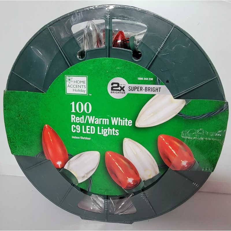 Home Accents Holiday 100-Light Smooth LED C9 Super Bright Red