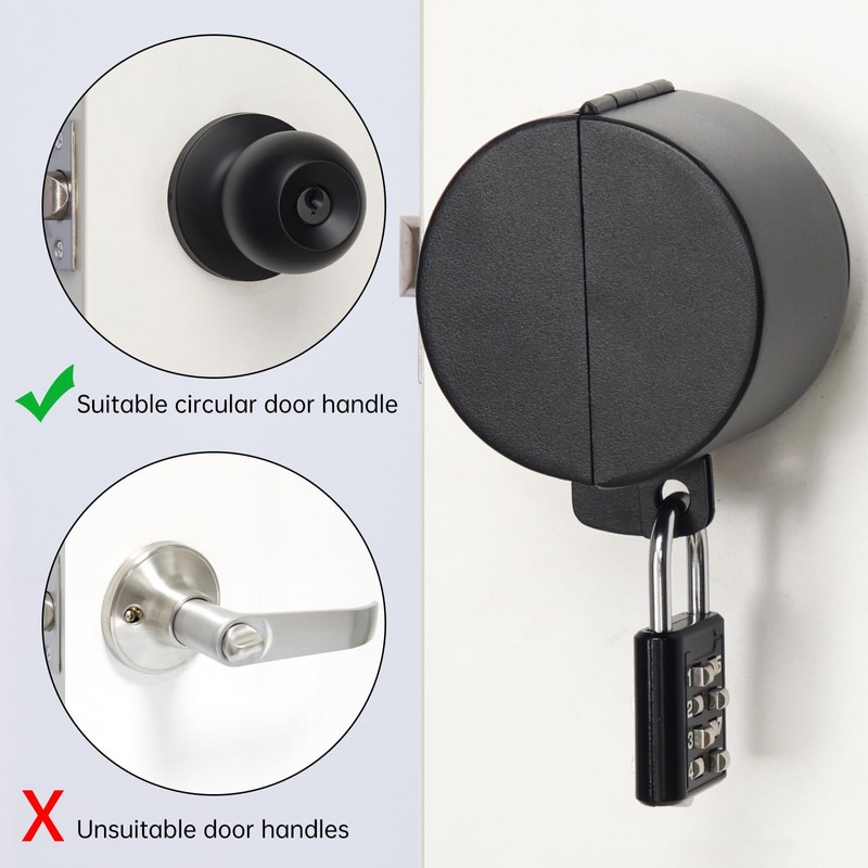HOJLKLD Door Knob Lockout Device with Code Padlock,304 Stainless Steel