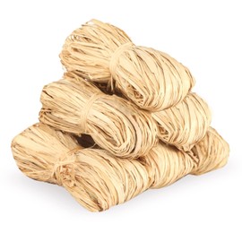 Raffia Natural Raffia, Pack of 6, 300 g, Natural Raffia for Crafts, Natural Paper Cord, Gift Raffia for Florists, Garden, Wedding