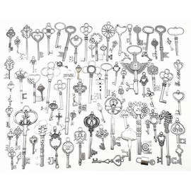 Kinteshun Skeleton Key Charms Antique Master Keys Steam punk Costume Charm Pendant Connector for DIY Necklace Bracelet Jewelry Making Findings(Big Size)