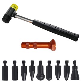 KAERKA Dent Repair Tool Kit, Contains 1PCS Rubber Hammer and 9PCS Different Shape Hammer Heads,Paintless Dent Removal Tool for DIY Car Door,Hood,Hail Damage Repair.
