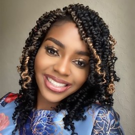 YDDM Short Passion Twist Crochet Hair - Deep Wave Braiding Extension, Pretwisted Synthetic (10 Inch, 1B#)