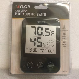 Taylor 1744BK Digital Thermometer Plastic Black 4.75" Indoor Comfort Station