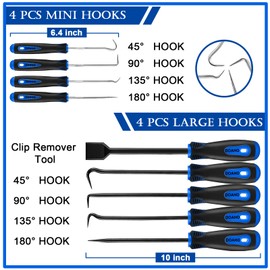 Doaho 13 Pcs Mechanic Hook and Pick Tool Set with Auto Clip Removal Plier Rivets Puller Telescoping Magnetic Pickup Gasket Scraper for Automotive Repair