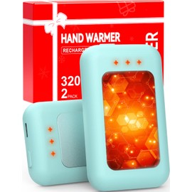AI Hand Warmers Rechargeable, Reusable Portable Electric Hand Warmer, Fast Intelligent Heating in 1 Second, Gifts for Christmas, Outdoor, Golf, Hunting, Camping Accessories Cyan 2Pack