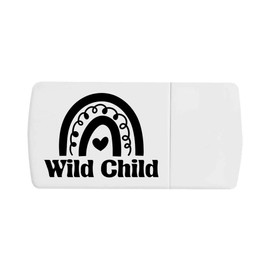'Wild Child Text and Rainbow Image' Pill Box with Tablet Splitter (PI00032735)
