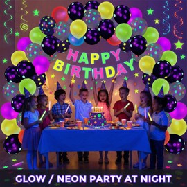 LOVESTOWN 66 PCS Glow Party Assortment, 12" UV Neon Fluorescent Latex