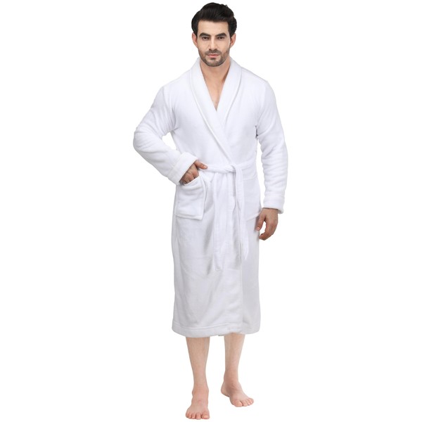 NY Threads Luxurious Mens Shawl Collar Fleece Bathrobe Long Spa