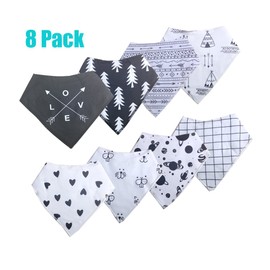 Baby Bandana Drool Bibs with Snaps (8 Pack) for Boys and Girls - Super Absorbent, Soft and Modern (BC072)