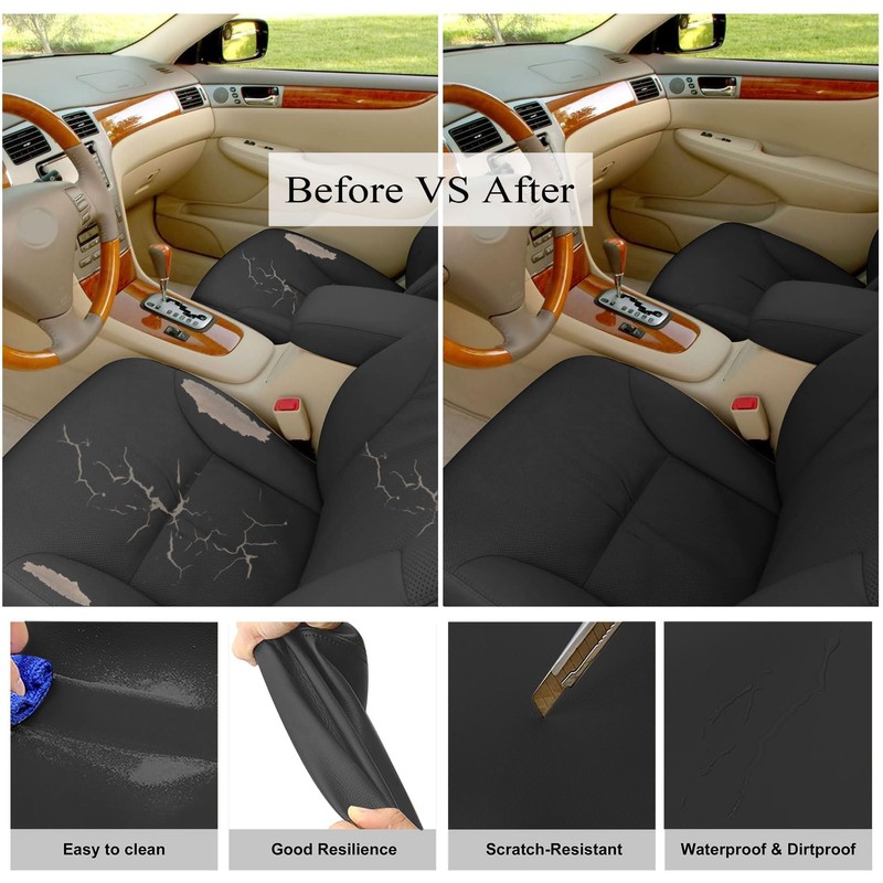 AOUTTUOA Front Driver Bottom Perforated Leather Black Seat Cover Compatible